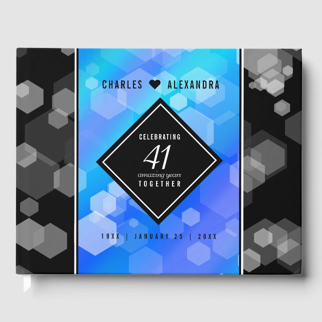 Elegant 41:a årsdagen av Blått Topaz-Bröllop Gästböcker (Framsida)