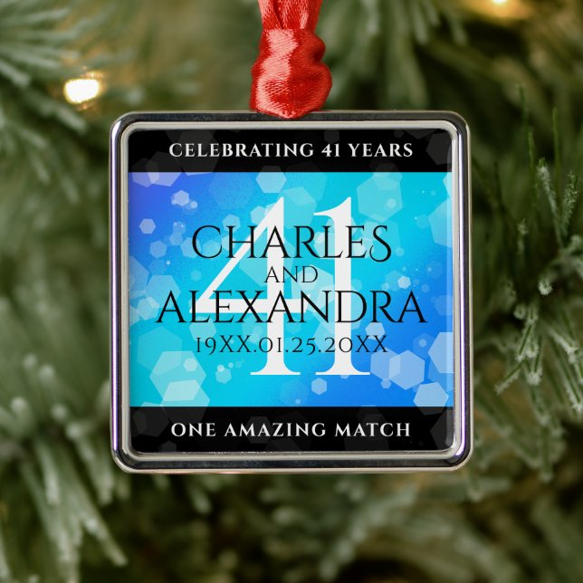 Elegant 41:a årsdagen av Blått Topaz-Bröllop Julgransprydnad Metall (Träd)