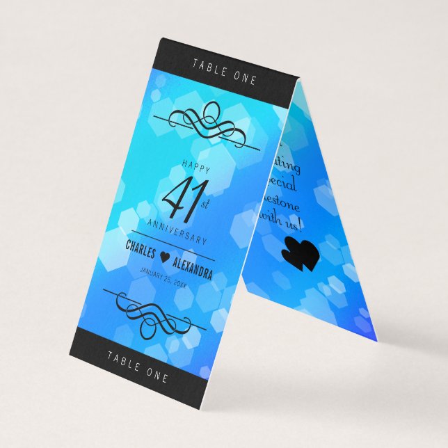 Elegant 41:a årsdagen av Blått Topaz-Bröllop Kort (Framsida)