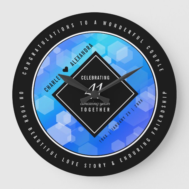 Elegant 41:a årsdagen av Blått Topaz-Bröllop Stor Klocka (Framsida)