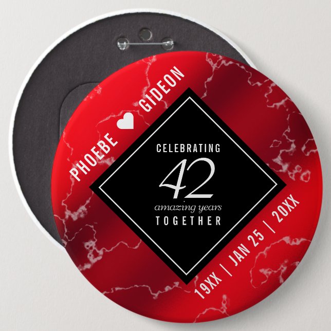 Elegant 42:a jaspardagen i Bröllop Knapp (Framsida & baksida)