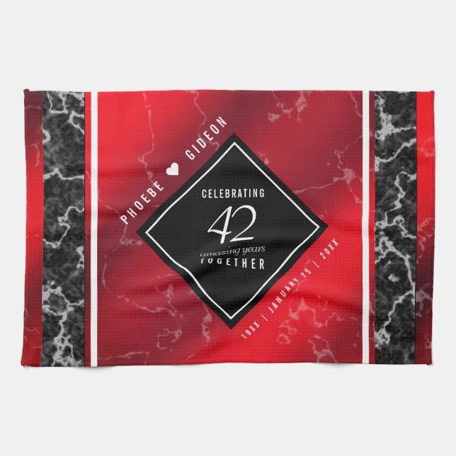 Elegant 42:a jaspardagen i Bröllop Kökshandduk (Horisontell)