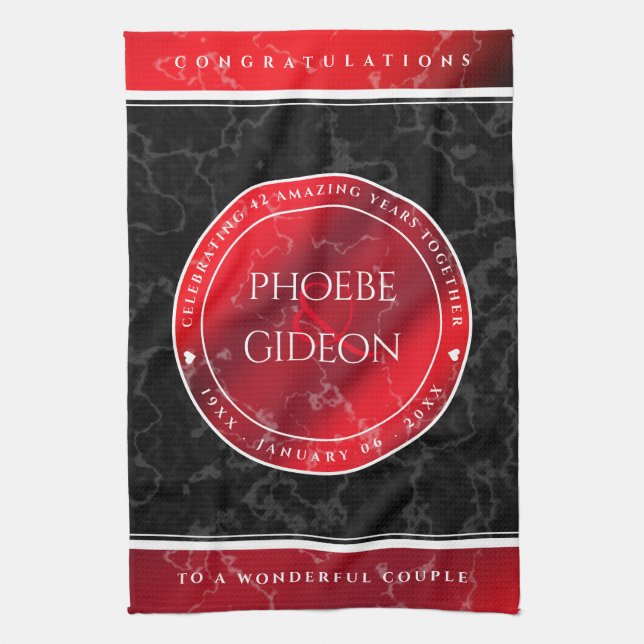 Elegant 42:a jaspardagen i Bröllop Kökshandduk (Vertikal)