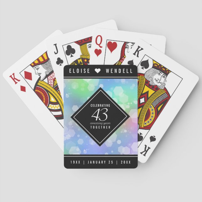 Elegant 43:e årsdagen för Opal Bröllop Casinokort (Baksidan)