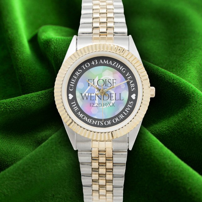 Elegant 43:e årsdagen för Opal Bröllop Firande Armbandsur (Elegant 43rd Opal Wedding Anniversary Wristwatch Cover Photo)