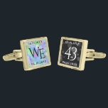 Elegant 43:e årsdagen för Opal Bröllop Firande Guldpläterade Manschetterknappar<br><div class="desc">Högtidlighålla den 43:e valdagen i bröllop i stil med dessa minneshögtider! Elegantens svarta och vita bokstäver med hexagonala konfetti på jröttopal och svart bakgrund ger en minnesvärd beröring för detta speciella tillfälle och en extraordinär milstolpe. Anpassa med parets initialer och data i giftermål. Design © W.H. Sim. Se mer på...</div>