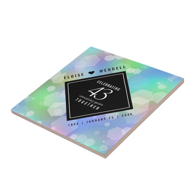 Elegant 43:e årsdagen för Opal Bröllop Firande Kakelplatta (Sidan)