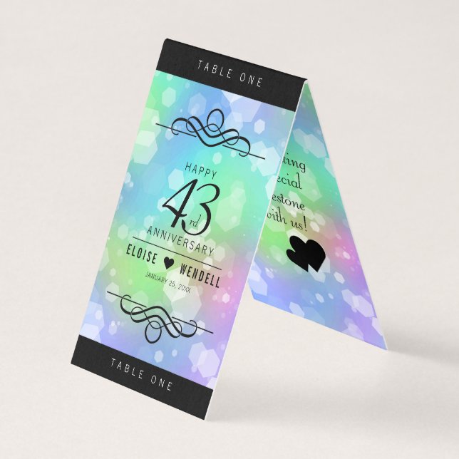 Elegant 43:e årsdagen för Opal Bröllop Firande Kort (Framsida)