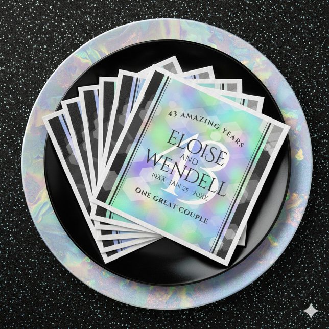 Elegant 43:e årsdagen för Opal Bröllop Firande Pappersservett (Elegant 43rd Opal Wedding Anniversary Napkins Cover Photo)