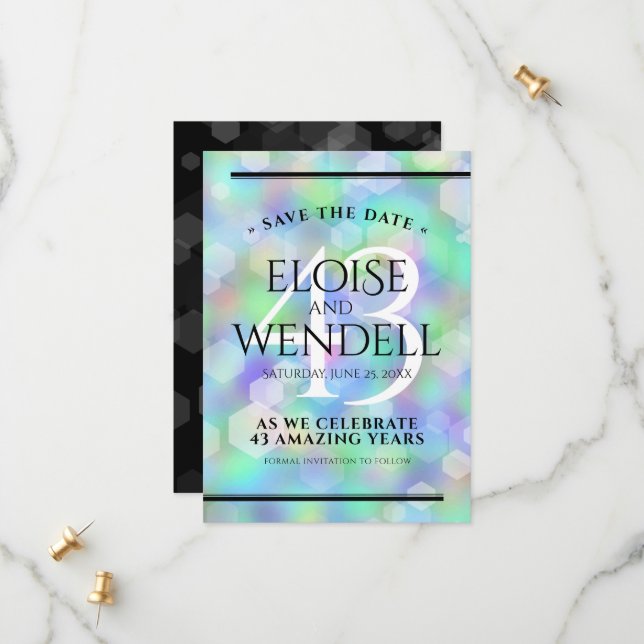 Elegant 43:e årsdagen för Opal Bröllop Firande Spara Datumet (Fram/Back In Situ)