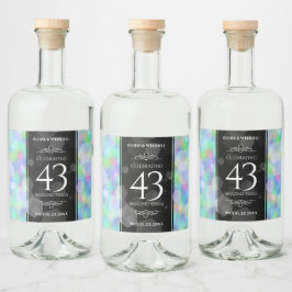 Elegant 43:e årsdagen för Opal Bröllop Firande Spritflaskor Etikett