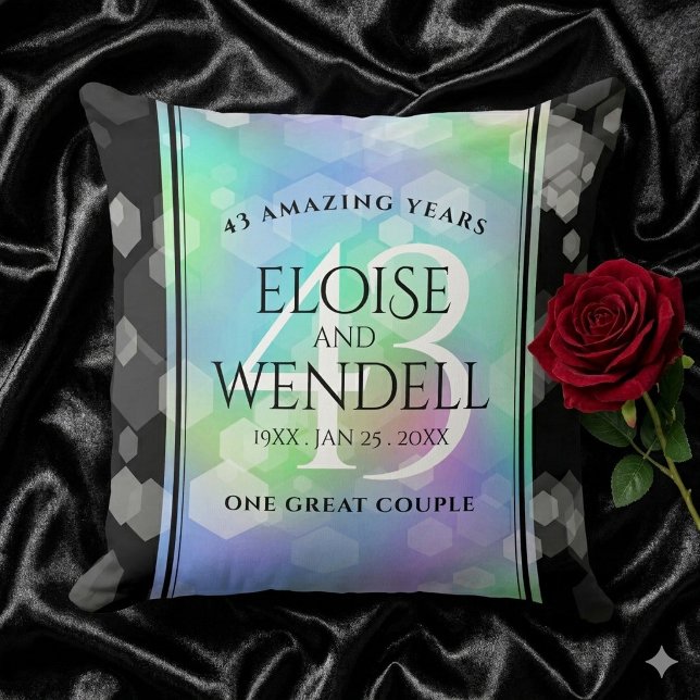 Elegant 43:e Opalfirande Bröllopsjubileum Kudde (Elegant 43rd Opal Wedding Anniversary Square Throw Pillow Cover Photo)