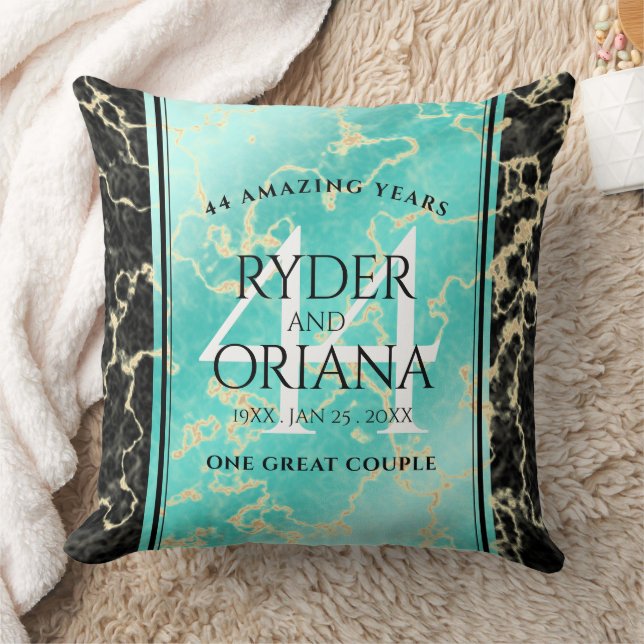 Elegant 44:e årsdagen för turkos Bröllop Kudde (Filt)