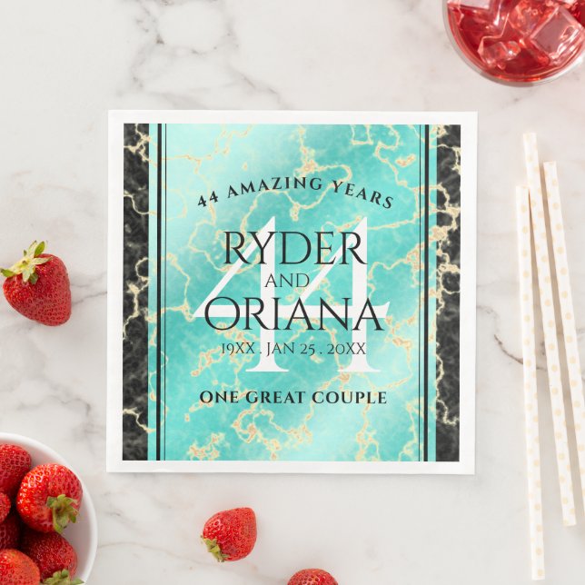 Elegant 44:e årsdagen för turkos Bröllop Pappersservett (Insitu)