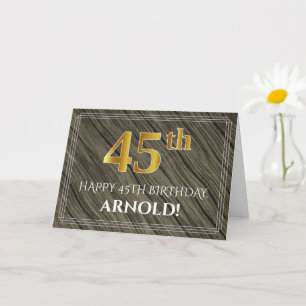 Elegant 45:e födelsedagen: Faux Wood, Faux Guld lo Kort