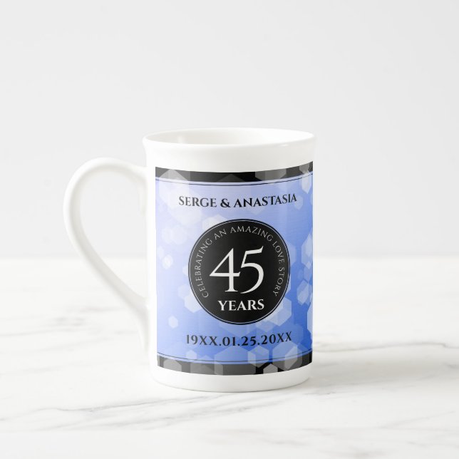 Elegant 45:e Sapphire-Bröllop-årsdagen Benporslin Mugg (Vänster)