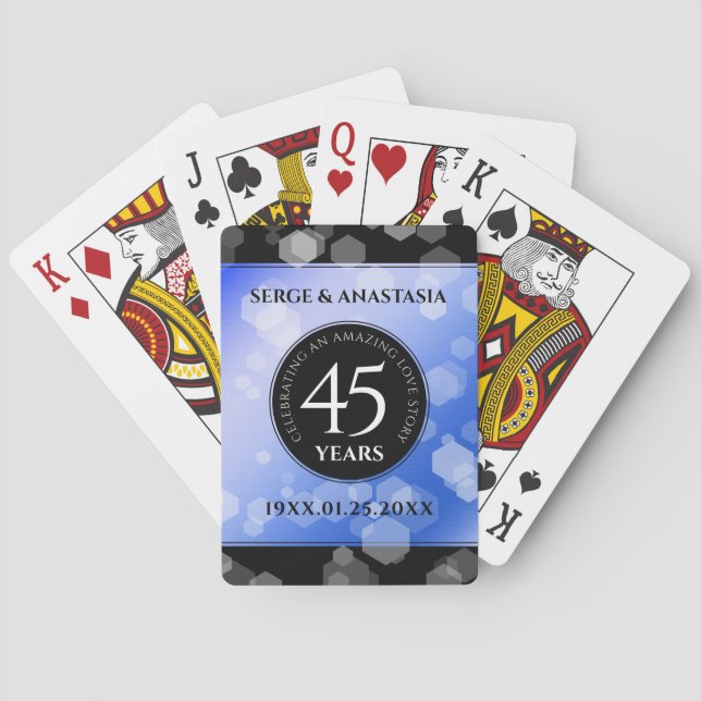 Elegant 45:e Sapphire-Bröllop-årsdagen Casinokort (Baksidan)