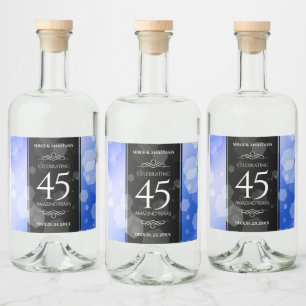 Elegant 45:e Sapphire-Bröllop-årsdagen Spritflaskor Etikett