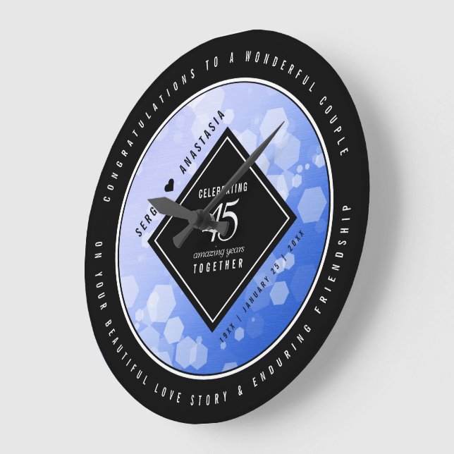 Elegant 45:e Sapphire-Bröllop-årsdagen Stor Klocka (Vinkel)