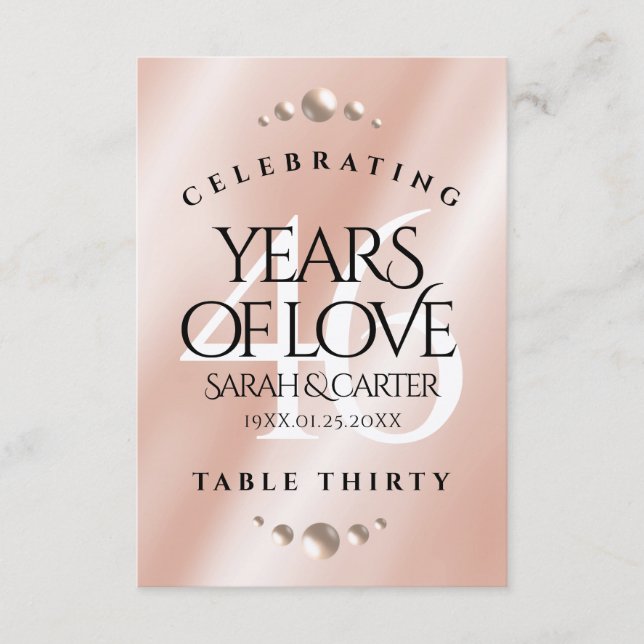 Elegant 46:e årsdagen av Pearl Bröllop Tack Kort (Framsida)