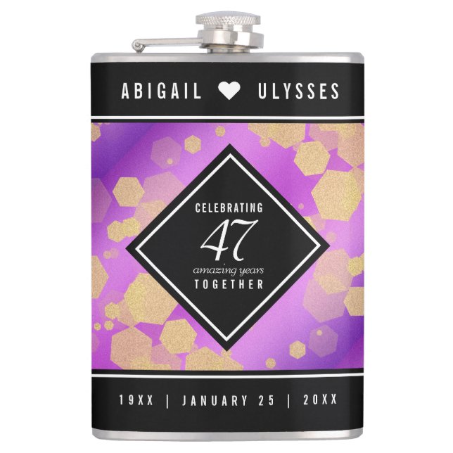 Elegant 47-års ametist bröllopsjubileum fickplunta (Framsidan)