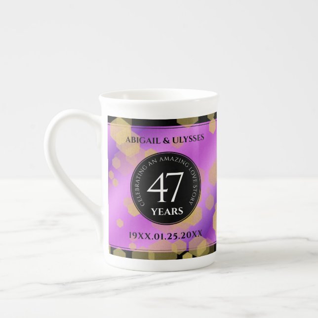 Elegant 47:e Amethyst Bröllop-årsdagen Benporslin Mugg (Vänster)