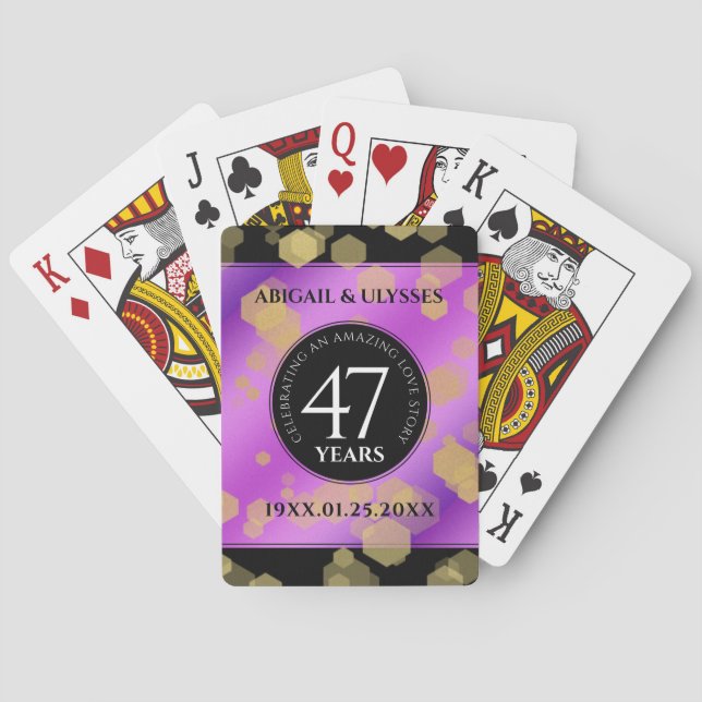 Elegant 47:e Amethyst Bröllop-årsdagen Casinokort (Baksidan)