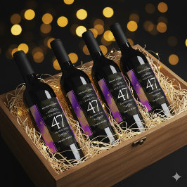 Elegant 47:e Amethyst Bröllop-årsdagen Vinflaska Etikett