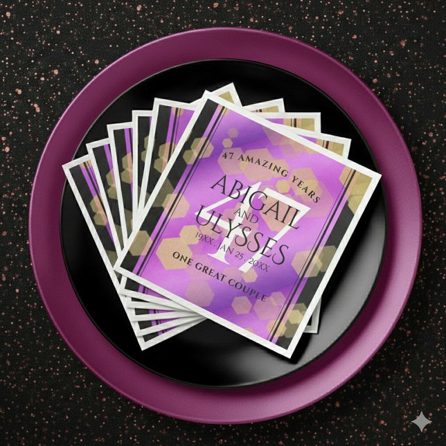 Elegant 47:e ametist bröllopsdag pappersservett (Elegant 47th Amethyst Wedding Anniversary Napkins Cover Photo)