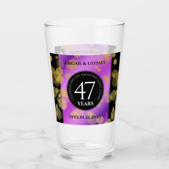 Elegant 47:e ametist bröllopsjubileum glaskopp (Framsida)