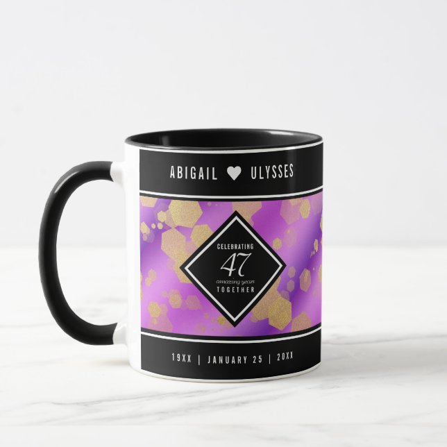 Elegant 47:e ametist bröllopsjubileum mugg (Vänster)