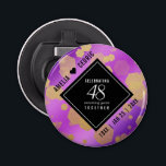 Elegant 48:e Amethyst Bröllop-årsdagen Flasköppnare<br><div class="desc">Fira 48:e ametystdagen bröllop-årsdagen med snyggtens öppnare flaska! Elegantens svarta och vita bokstäver med guld-dammad hexagonala konfetti på ametystbakgrunden lägger till en minnesvärd beröring för detta speciella tillfälle och extraordinära milstolpe. Anpassa med parets namn och år av giftermål. Design © W.H. Sim,  Med reserverade Höger. Se mer på zazzle.com/expressionsoccasions</div>