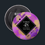 Elegant 48:e Amethyst Bröllop-årsdagen Flasköppnare<br><div class="desc">Fira 48:e ametystdagen bröllop-årsdagen med snyggtens öppnare flaska! Elegantens svarta och vita bokstäver med guld-dammad hexagonala konfetti på ametystbakgrunden lägger till en minnesvärd beröring för detta speciella tillfälle och extraordinära milstolpe. Anpassa med parets namn och år av giftermål. Design © W.H. Sim,  Med reserverade Höger. Se mer på zazzle.com/expressionsoccasions</div>