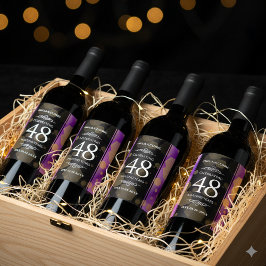 Elegant 48:e Amethyst Bröllop-årsdagen Vinflaska Etikett