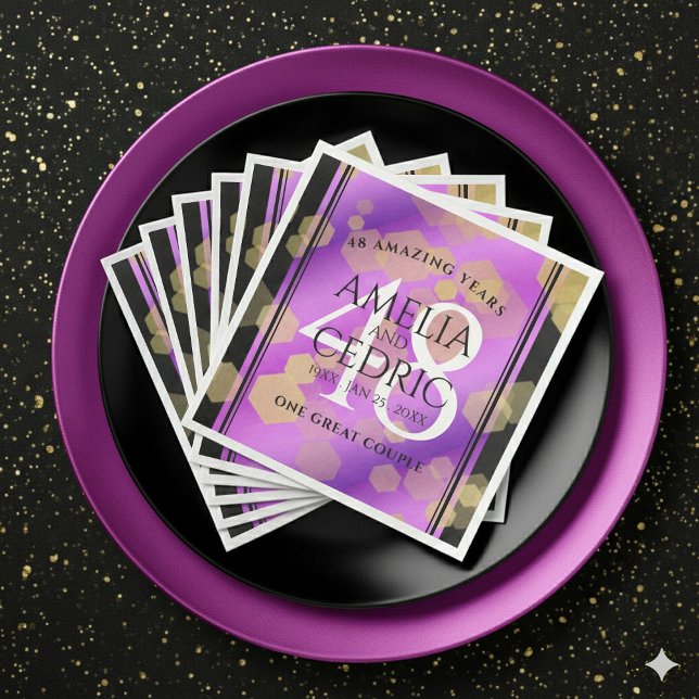 Elegant 48:e ametist bröllopsjubileum pappersservett (Elegant 48th Amethyst Wedding Anniversary Napkins Cover Photo)