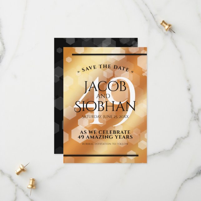 Elegant 49:e årsdagen för koppar-Bröllop Spara Datumet (Fram/Back In Situ)