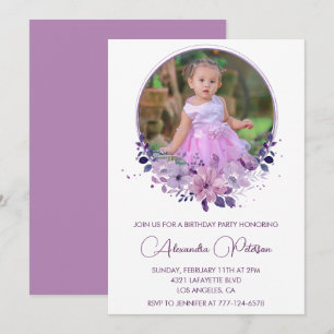 Elegant 4-års inbjudan Foto Floral Boho
