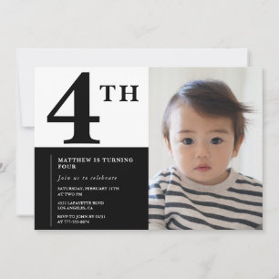 Elegant 4-års inbjudan Svart Chic Modern