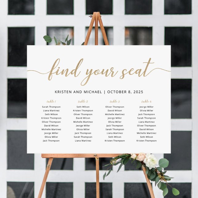 Elegant 4 Bord Hitta Din Plats Sittplatskarta Poster (Skapare uppladdad)