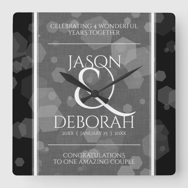 Elegant 4:e årsdagen efter Linen Bröllop i Firande Fyrkantig Klocka (Framsida)