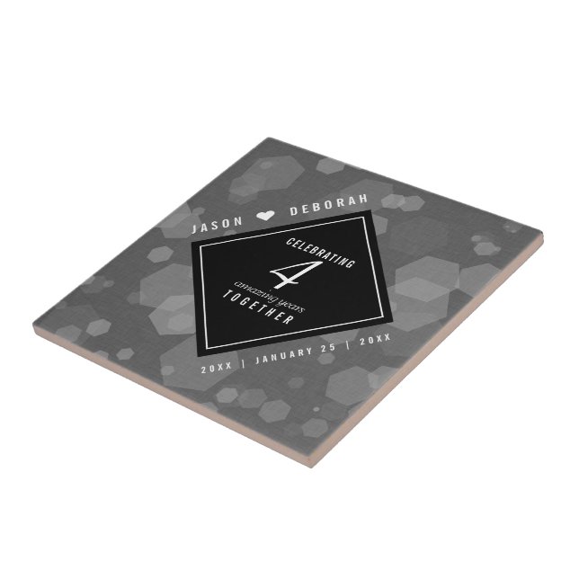 Elegant 4:e årsdagen efter Linen Bröllop i Firande Kakelplatta (Sidan)