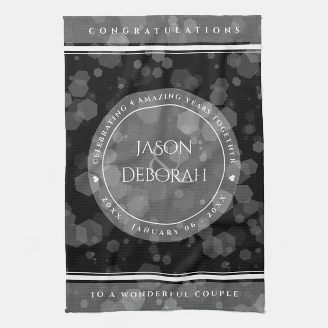 Elegant 4:e årsdagen efter Linen Bröllop i Firande Kökshandduk (Vertikal)