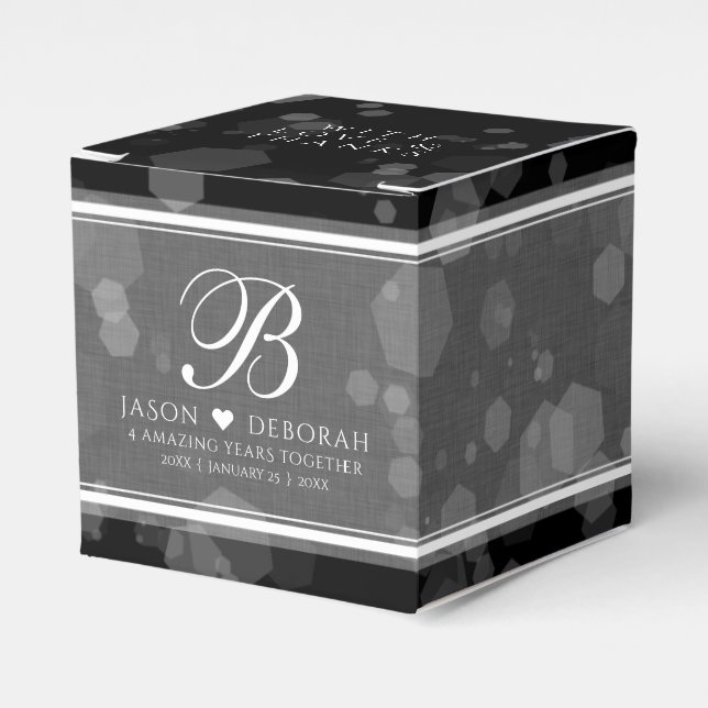 Elegant 4:e årsdagen efter Linen Bröllop i Firande Presentaskar (Framsidan Sidan)