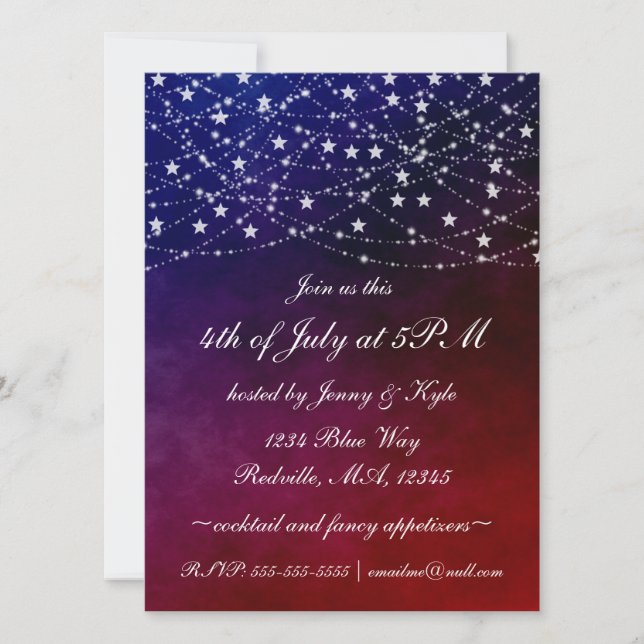 Elegant 4:e juli Twinkle Ljus Stars Party Inbjudningar (Framsida)