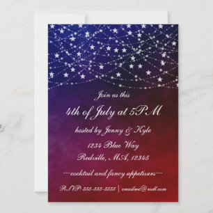 Elegant 4:e juli Twinkle Ljus Stars Party Inbjudningar
