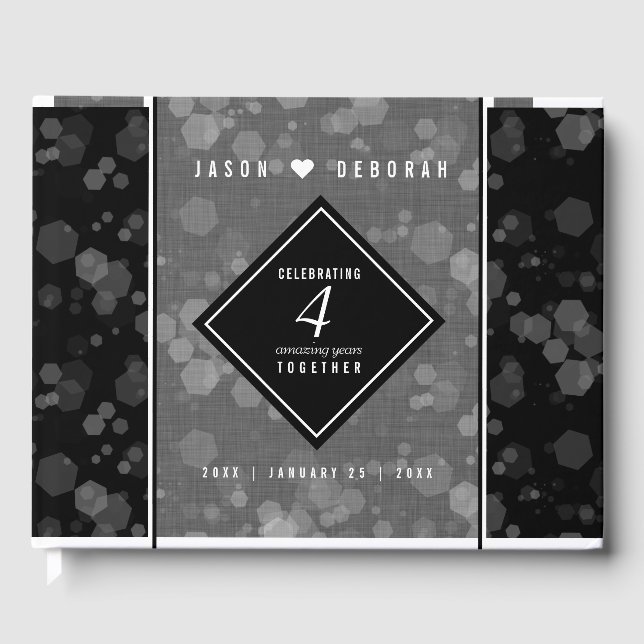 Elegant 4:e Linen Bröllop-årsdagen Gästböcker (Framsida)