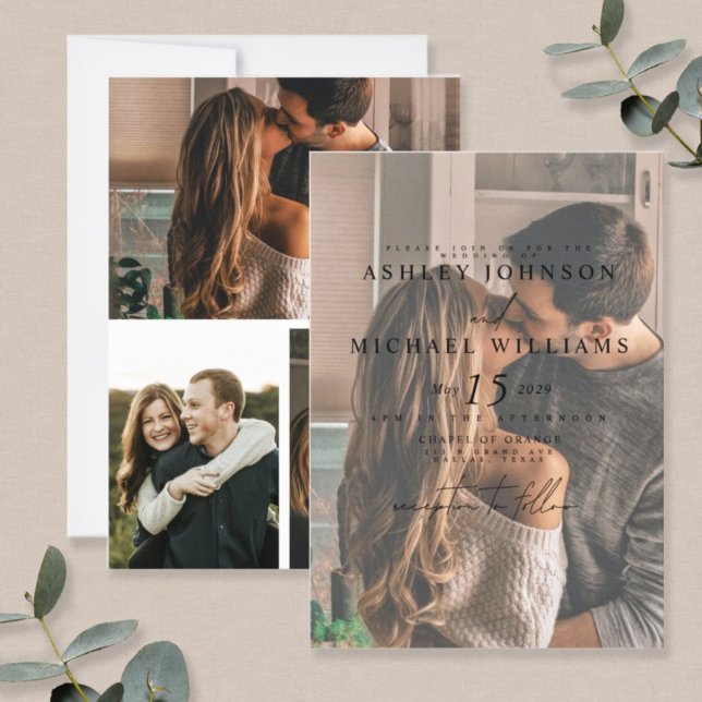 Elegant 4 Fotovellum overlay Wedding-inbjudan Inbjudningar (Skapare uppladdad)