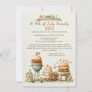 Elegant 4 juli BBQ-inbjudan – Mjuk Linje Konst Inbjudningar