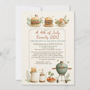 Elegant 4 juli BBQ-inbjudan – Mjuk Linje Konst Inbjudningar