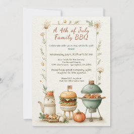 Elegant 4 juli BBQ-inbjudan – Mjuk Linje Konst Inbjudningar